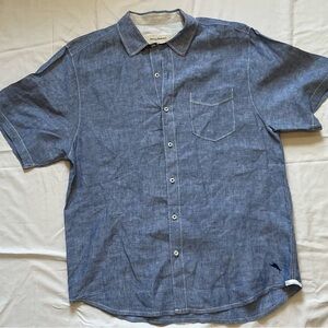 Tommy Bahama Chambray Linen Blue Casual Button Down Shirt L